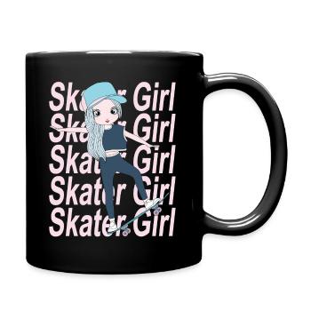 Skater Girl Skateboard Stunt Skateboarder - Full Colour Mug - black - Right