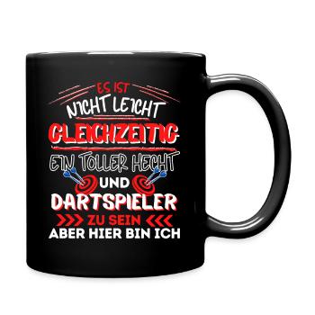 Dart Darts Dartspieler Geschenkidee Darter Spruch - Tasse einfarbig - Schwarz - Rechts