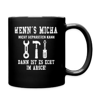 Name Michael Werkstatt Bastler Schrauber Geschenk - Tasse einfarbig - Schwarz - Rechts