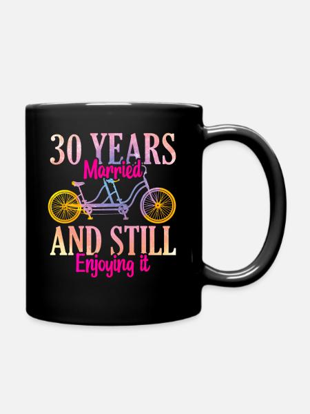 30. Hochzeitstag - Tasse einfarbig - Schwarz