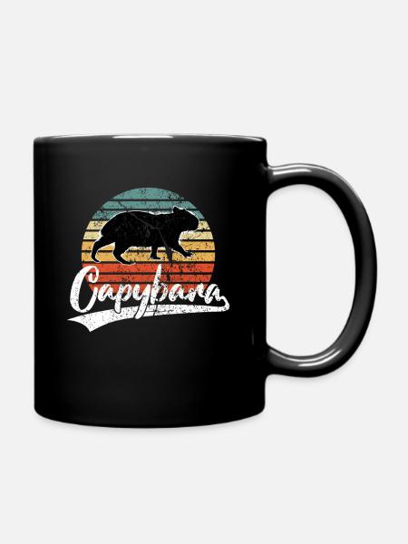 Capybara Capibara Nagetier Wasserschwein Retro - Tasse einfarbig - Schwarz