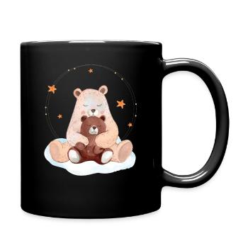 Cute Bear Baby with Bear Mama - Full Colour Mug - black - Right