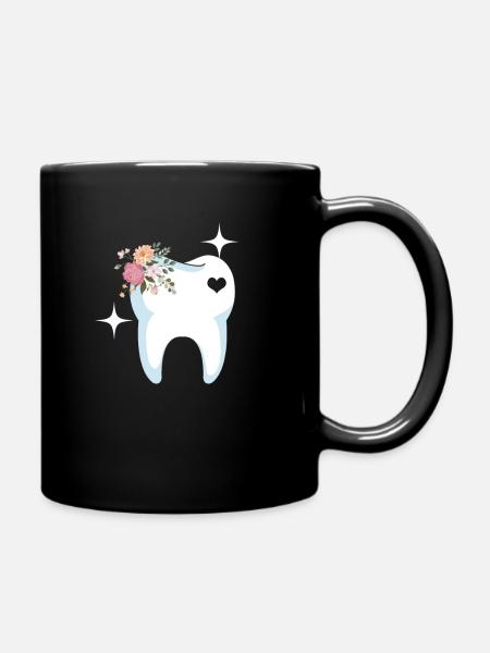 Zahnärtzin Geschenk Zahn - Tasse einfarbig - Schwarz