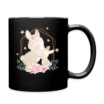 Lapin doux bébé avec la mère de lapin - Mug uni - noir - Droite