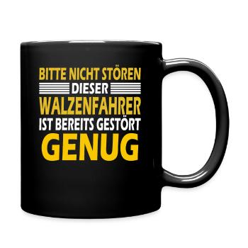 Walzenfahrer Geschenk Walzenfahrzeug Arbeit Walze - Tasse einfarbig - Schwarz - Rechts