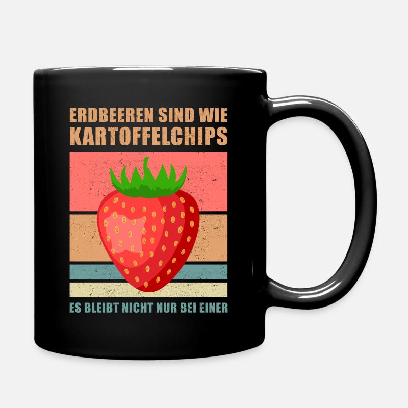 Erdbeeren Erdbeere Garten Vegan Gärtner Geschenk - Tasse einfarbig - Schwarz