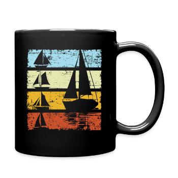 Vintage Sailboat Sailor Skipper Captain Sailing - Full Colour Mug - black - Right
