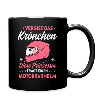 Motorradfahrerin Bikerin Motorrad - Tasse einfarbig - Schwarz - Rechts