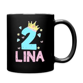 2. Geburtstag Lina Ich Bin 2 Jahre Prinzessin - Tasse einfarbig - Schwarz - Rechts