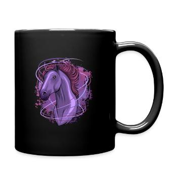 Geschenk für Mädchen mit Pferde Motiv -Reiten Pony - Tasse einfarbig - Schwarz - Rechts