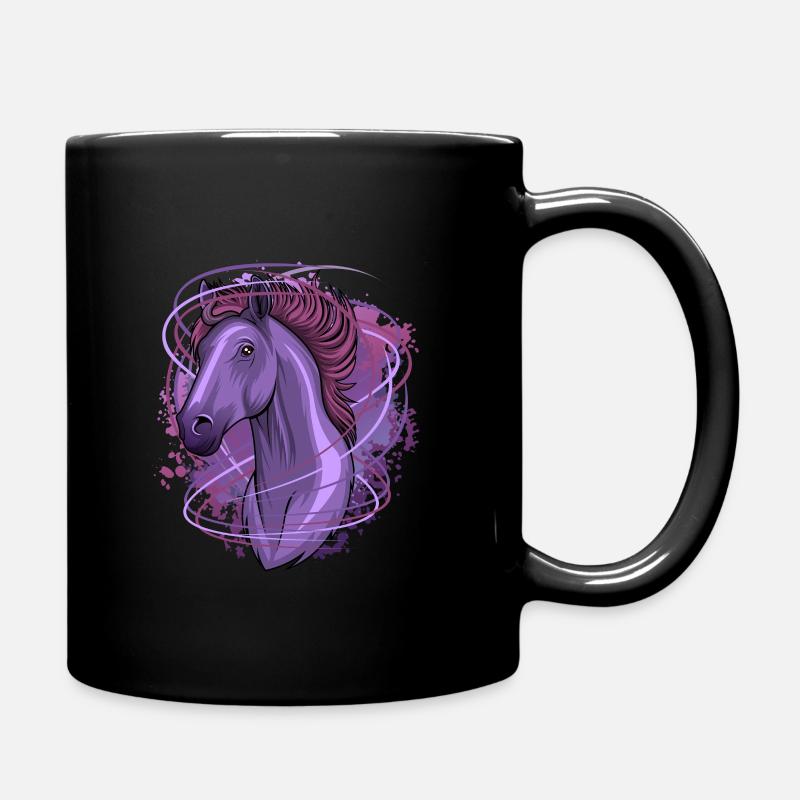 Geschenk für Mädchen mit Pferde Motiv -Reiten Pony - Tasse einfarbig - Schwarz