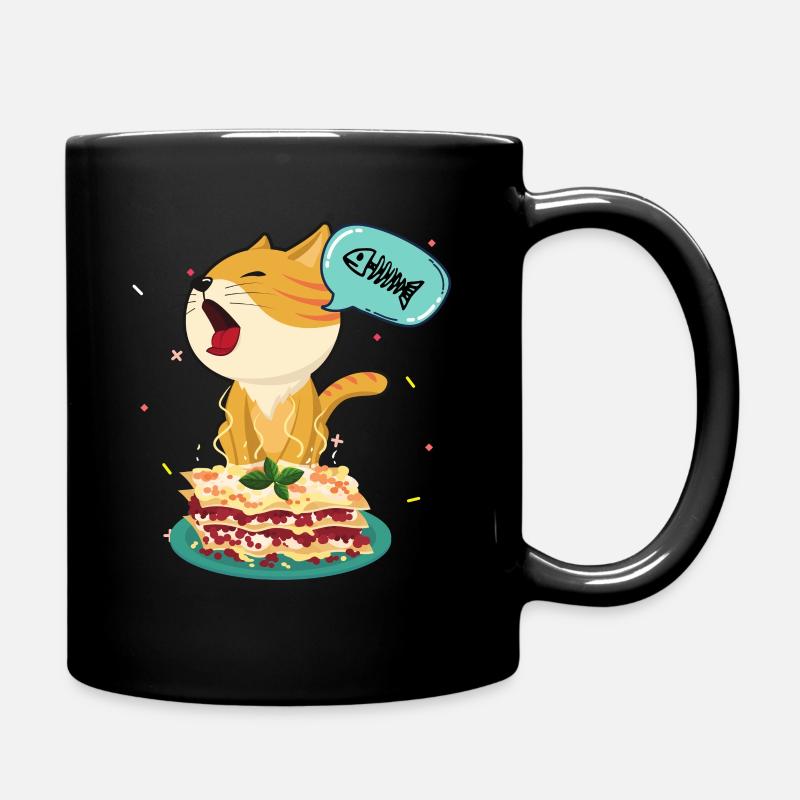 Katze Liebe essen Lasagne, in der Liebe Lasagne - Tasse einfarbig - Schwarz