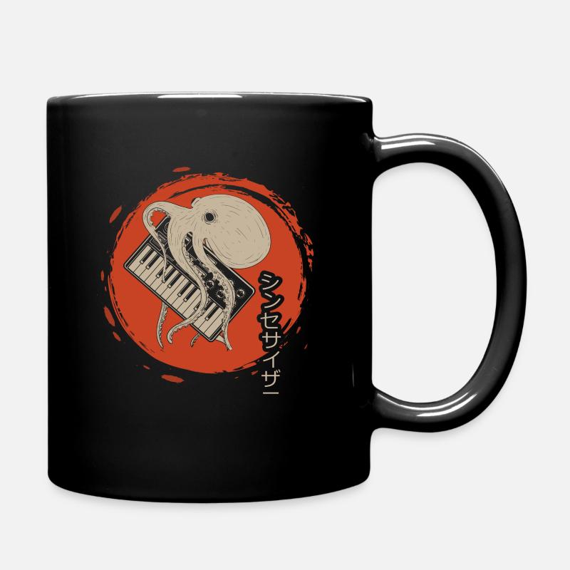 Japanese Analog Synthesizer Octopus Synth Music - Full Colour Mug - black