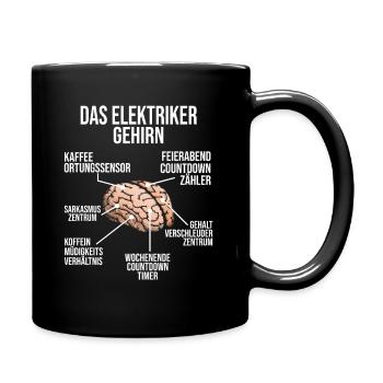 Elektriker Gehirn Elektrotechniker Installateur - Tasse einfarbig - Schwarz - Rechts