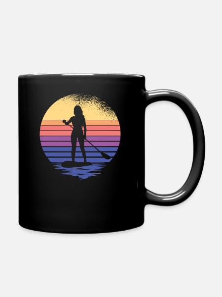 SUP Damen Paddelsurfer Stand Up Paddle supboard - Tasse einfarbig - Schwarz