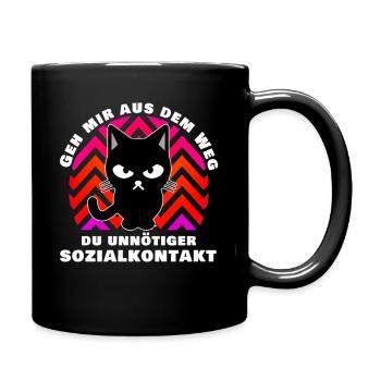 Katzen Geh mir aus dem Weg du unnötiger - Tasse einfarbig - Schwarz - Rechts