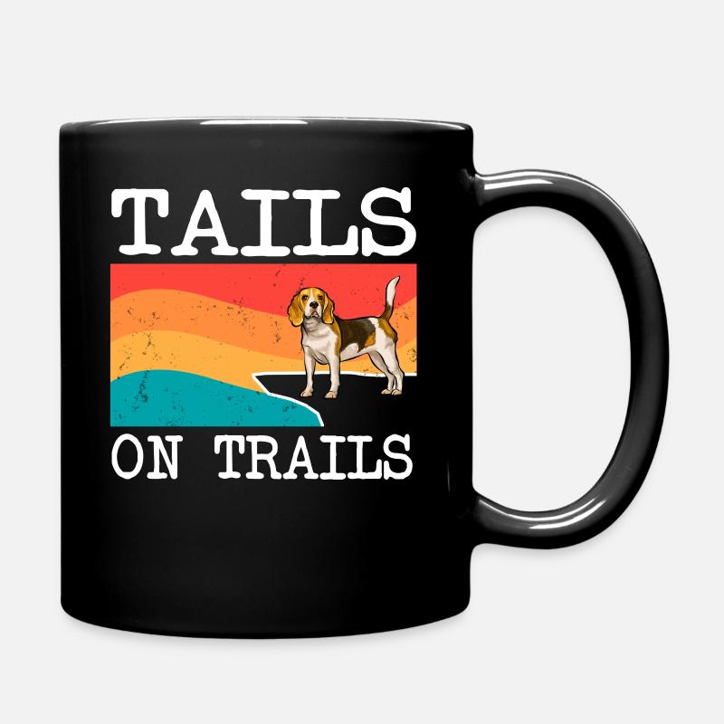 Tails On Trails Beagle Dog Funny Hiking - Mug uni - noir