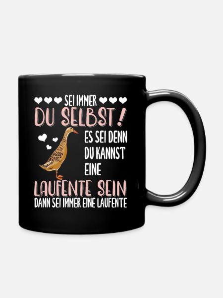 Laufente Laufenten lustig Geschenk - Tasse einfarbig - Schwarz