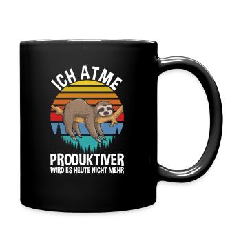 Ich Atme Faultier - Tasse einfarbig - Schwarz - Rechts