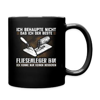 Fliesenleger | Fliesenlegen Fliesen Geschenk - Tasse einfarbig - Schwarz - Rechts