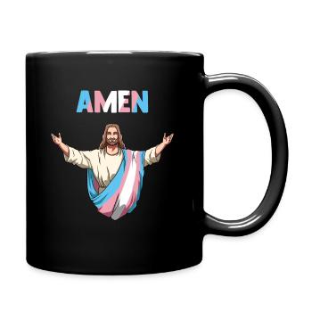 Funny Transgender Jesus - Full Colour Mug - black - Right