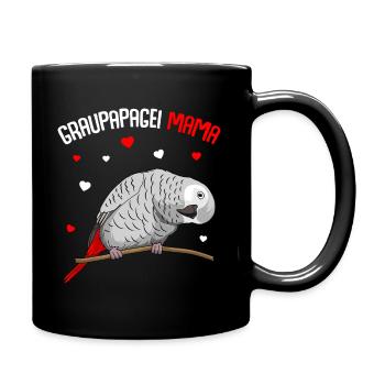 Graupapagei Mama Liebe Papagei Herz Vogel - Tasse einfarbig - Schwarz - Rechts