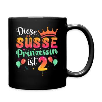 Zweiter Geburtstag Mädchen 2 Jahre Prinzessin - Tasse einfarbig - Schwarz - Rechts