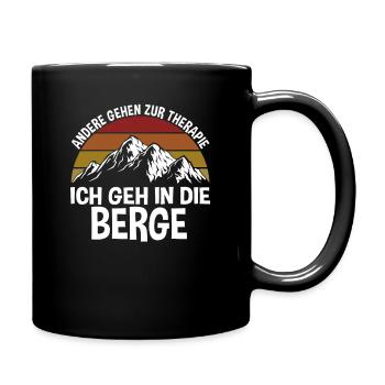 Wanderer Berge Statt Therapie - Tasse einfarbig - Schwarz - Rechts
