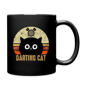 Dart Spieler Dartspieler Katze Dart Sport - Tasse einfarbig - Schwarz - Rechts