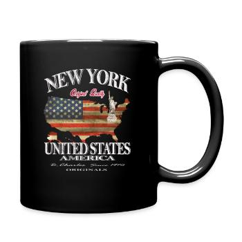 New York USA Libertystatue Usa Flagge - Tasse einfarbig - Schwarz - Rechts