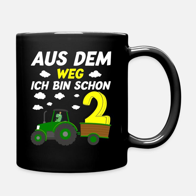 Aus dem Weg ich bin schon 2 Traktor Dino - Tasse einfarbig - Schwarz
