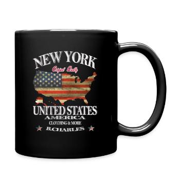 New York États-Unis Drapeau Usa Drapeau États-Unis États-Unis - Mug uni - noir - Droite