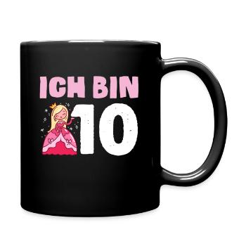 Mädchen Ich bin 10 Jahre alt 10. Geburtstag - Tasse einfarbig - Schwarz - Rechts