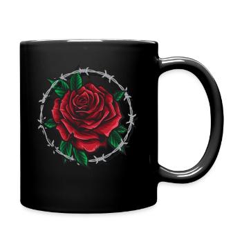 Rose In Barbed Wire - Full Colour Mug - black - Right