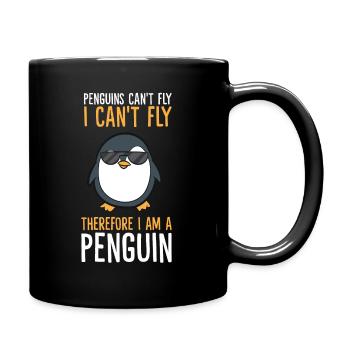 Penguins Can't Fly I Can't Fly Therefore I Am A - Full Colour Mug - black - Right