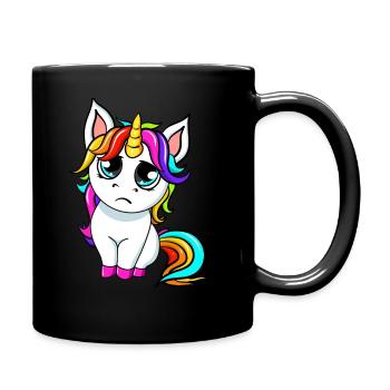 Little Sad Unicorn - Full Colour Mug - black - Right