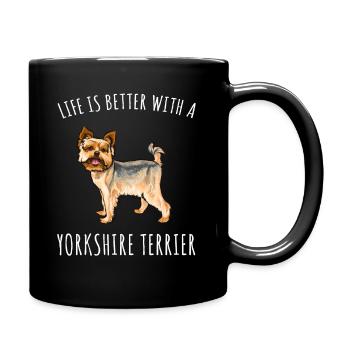 La vie est meilleure avec un amoureux des chiens Yorkshire Terrier - Mug uni - noir - Droite