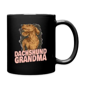 Dackel Oma Großmutter - Tasse einfarbig - Schwarz - Rechts