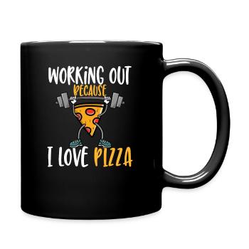 Fitness Funny Working Out Because I Love Pizza - Full Colour Mug - black - Right