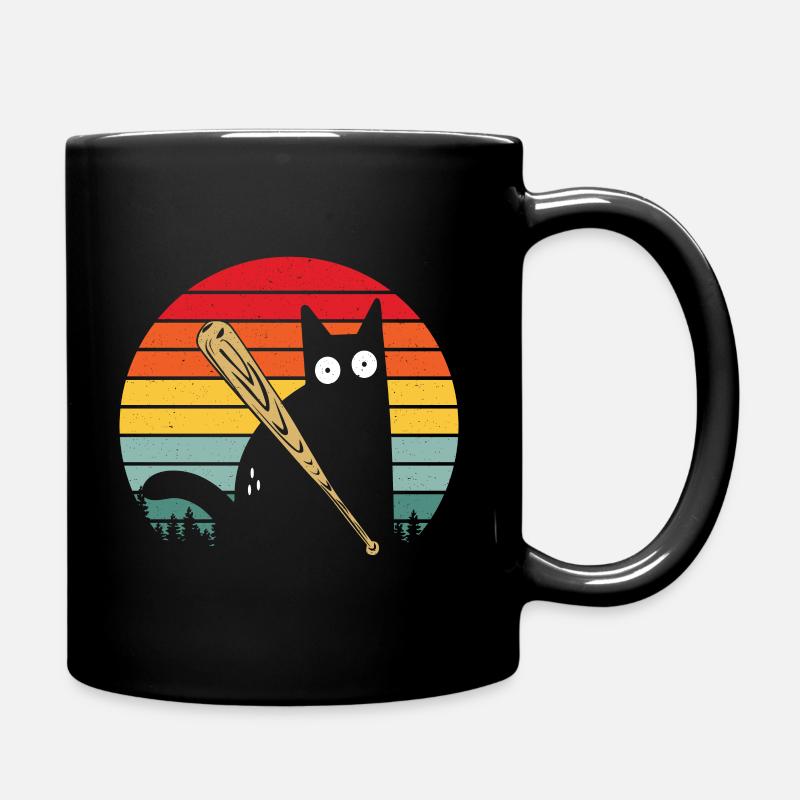 Baseball Cat Vintage Crazy Cat Softball Lanceur - Mug uni - noir
