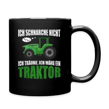 Traktor Schnarchen Trekker Schlepper Landwirt - Tasse einfarbig - Schwarz - Rechts