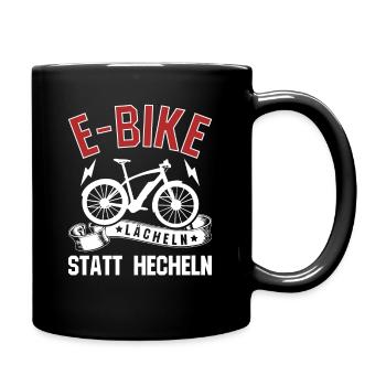 EBike elektrisches Radfahrer Lächeln statt hecheln - Tasse einfarbig - Schwarz - Rechts