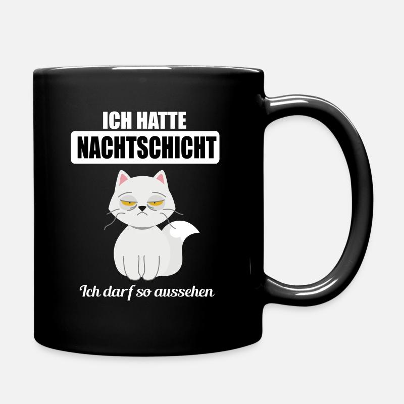 Nachtschicht Lustige Sprüche Katze Krankenpfleger - Tasse einfarbig - Schwarz