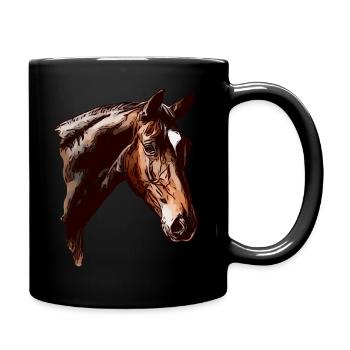 Fille cheval motif animal animal motif dames - Mug uni - noir - Droite