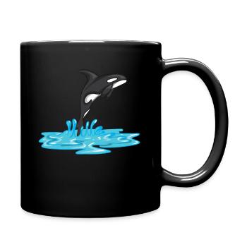 From Water Jumping Orca Killer Whale Motifs - Full Colour Mug - black - Right