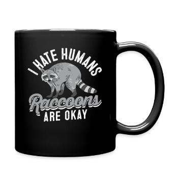 Waschbär Frettchen Marder Racoon Tier Geschenk - Tasse einfarbig - Schwarz - Rechts