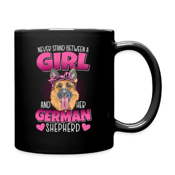 A Girl And Her German Shepherd Dog Mama Puppy - Full Colour Mug - black - Right