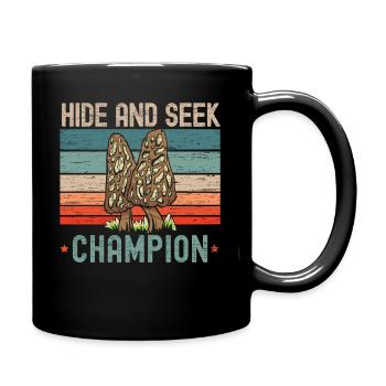 Versteckspiel Meister Pilzliebhaber Mykologie - Tasse einfarbig - Schwarz - Rechts