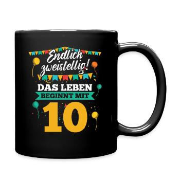 10 Geburtstag junge mädchen Geburtstagsshirt 10 - Tasse einfarbig - Schwarz - Rechts