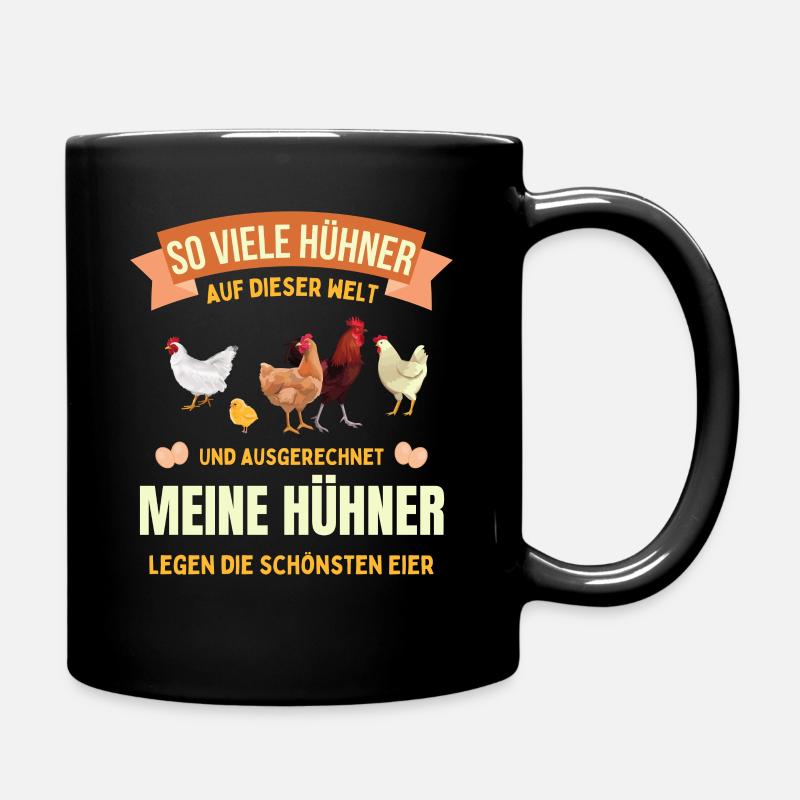 Hühner Huhn Henne Hühnerstall Hahn Bauer Landwirt - Tasse einfarbig - Schwarz
